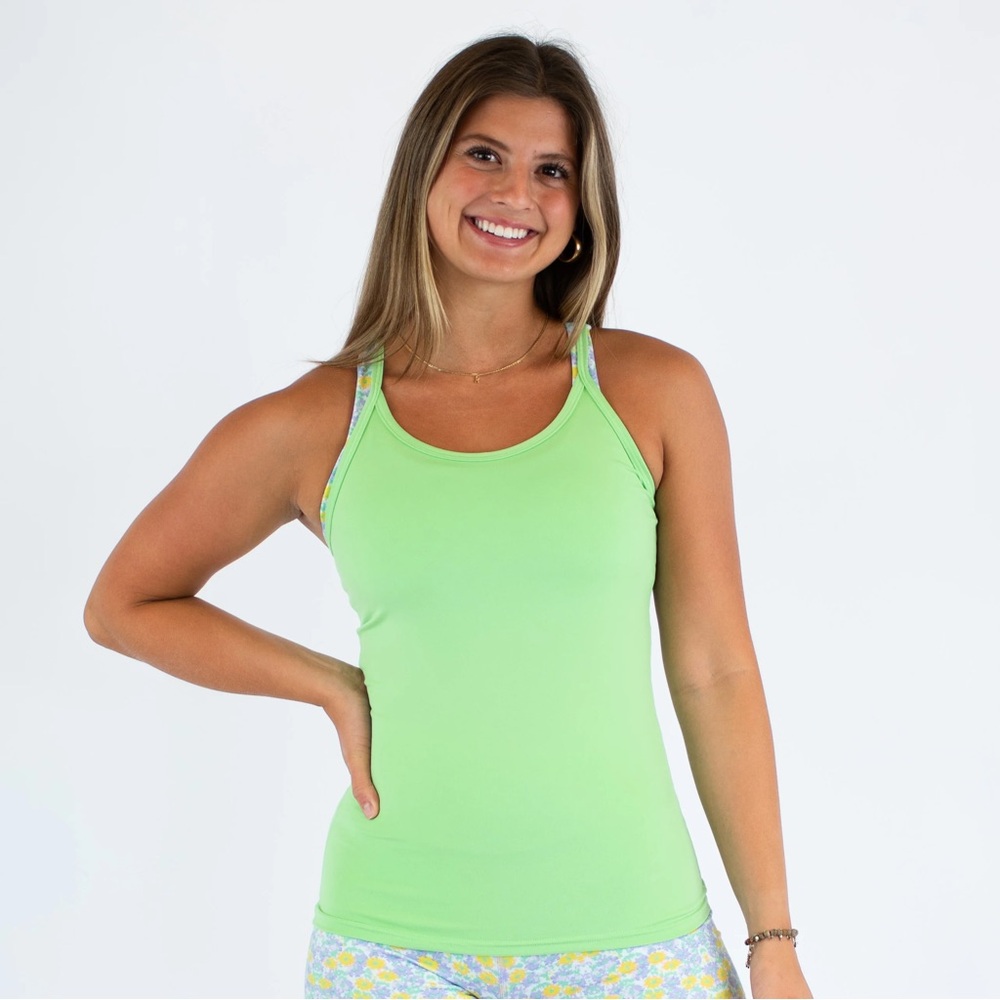 NEW WITH TAGS Fleo Green Switch Up Fitted Tank Top-S